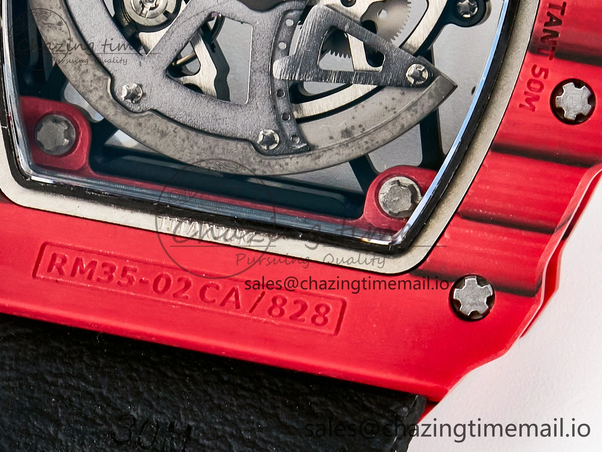 Custom RM035-02 Red NTPT PPMF 1:1 Best Edition Red Crown on Nylon Strap Custom Vaucher Movement