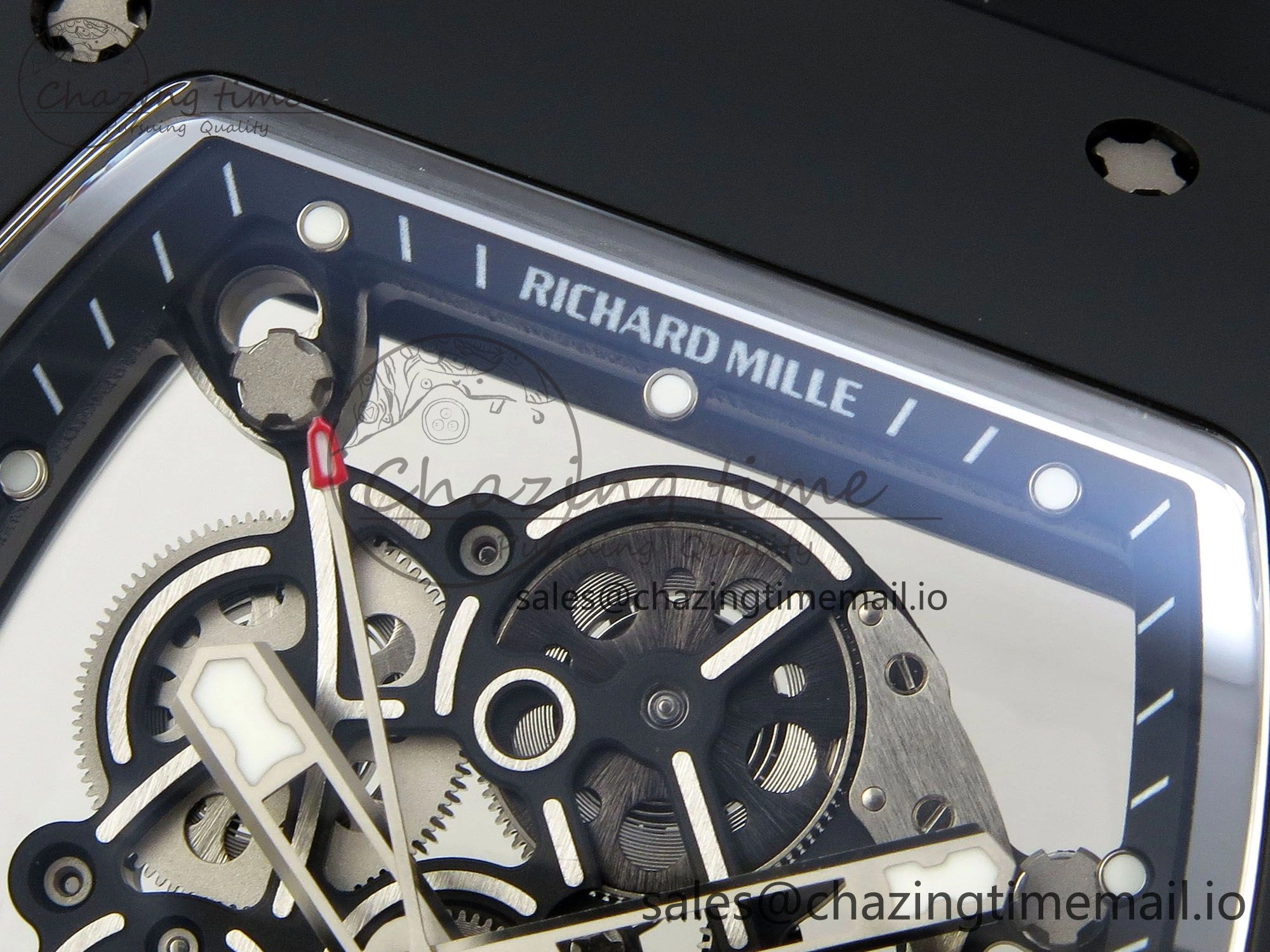 Custom RM055 Black Ceramic ZGF Best Edition Black Inner Bezel on Black Rubber Strap Vaucher Manufacture Fleurier Movement (Free Sprung)
