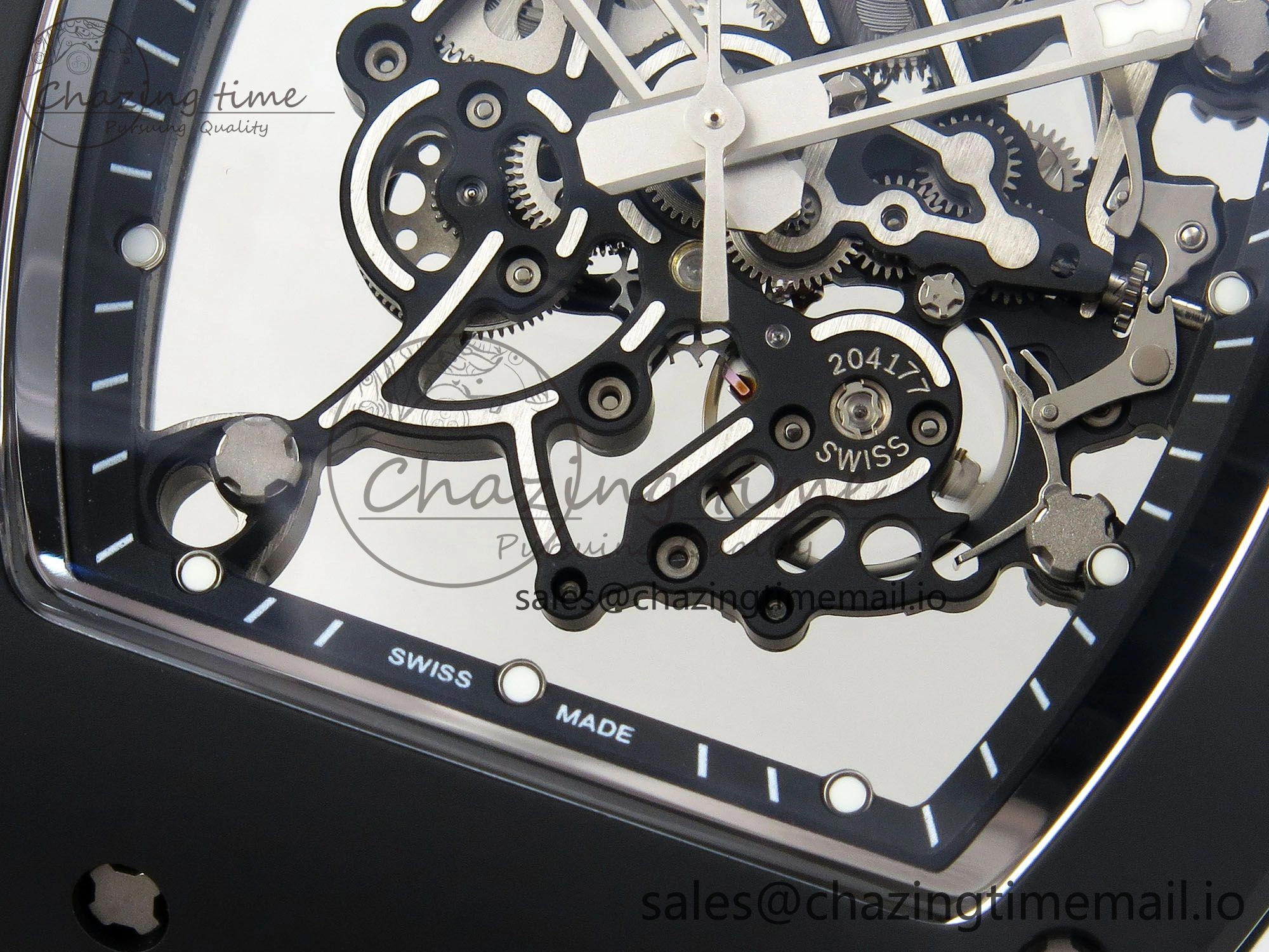 Custom RM055 Black Ceramic ZGF Best Edition Black Inner Bezel on Black Rubber Strap Vaucher Manufacture Fleurier Movement (Free Sprung)