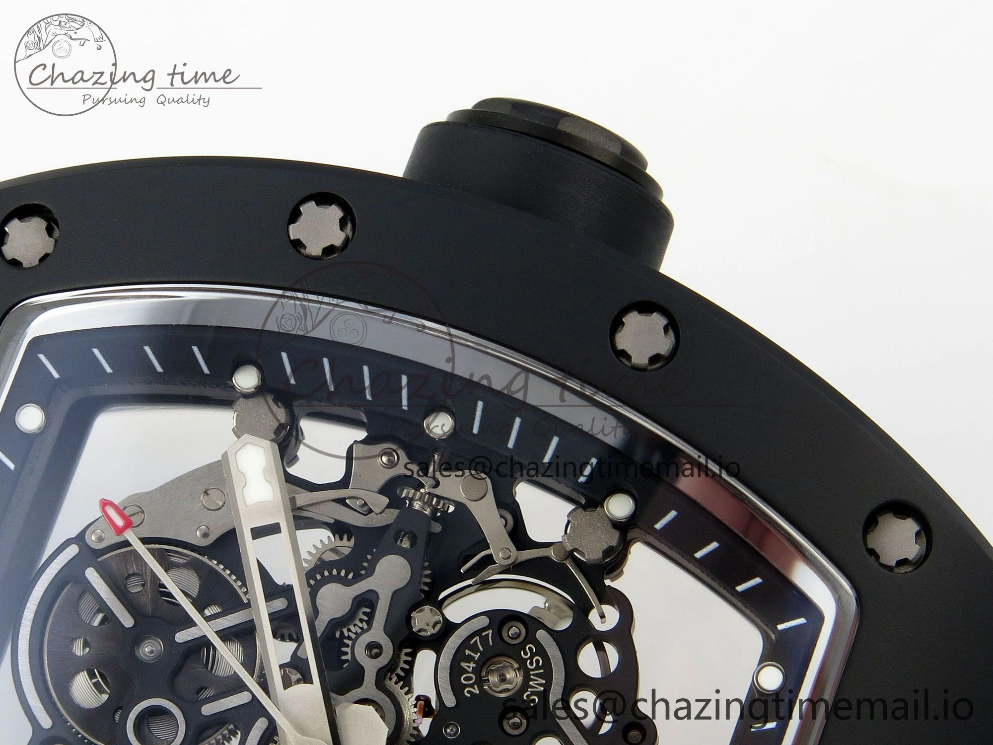 Custom RM055 Black Ceramic ZGF Best Edition Black Inner Bezel on Black Rubber Strap Vaucher Manufacture Fleurier Movement (Free Sprung)