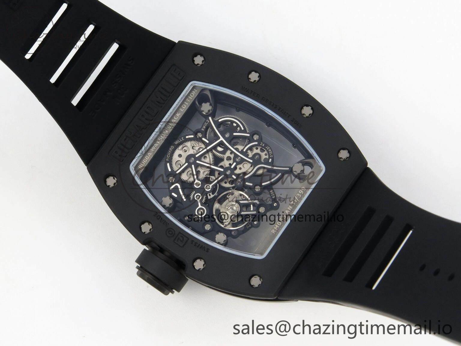 Custom RM055 Black Ceramic ZGF Best Edition Black Inner Bezel on Black Rubber Strap Vaucher Manufacture Fleurier Movement (Free Sprung)