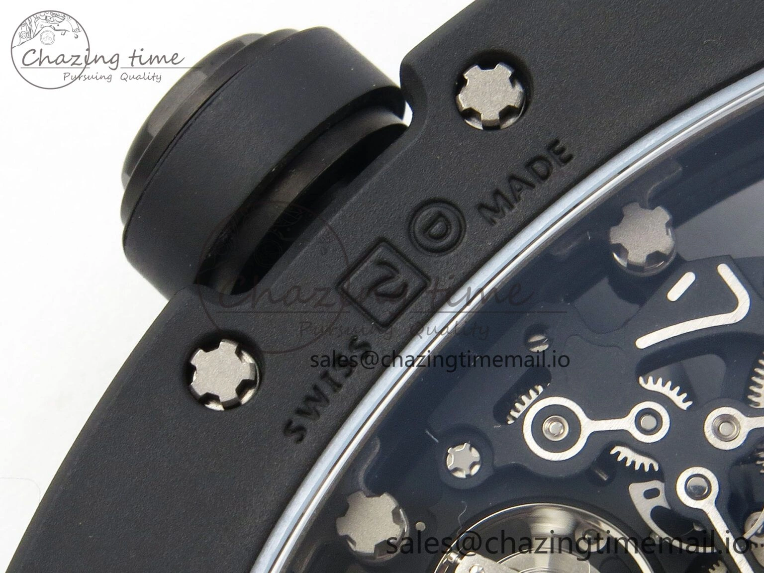 Custom RM055 Black Ceramic ZGF Best Edition Black Inner Bezel on Black Rubber Strap Vaucher Manufacture Fleurier Movement (Free Sprung)