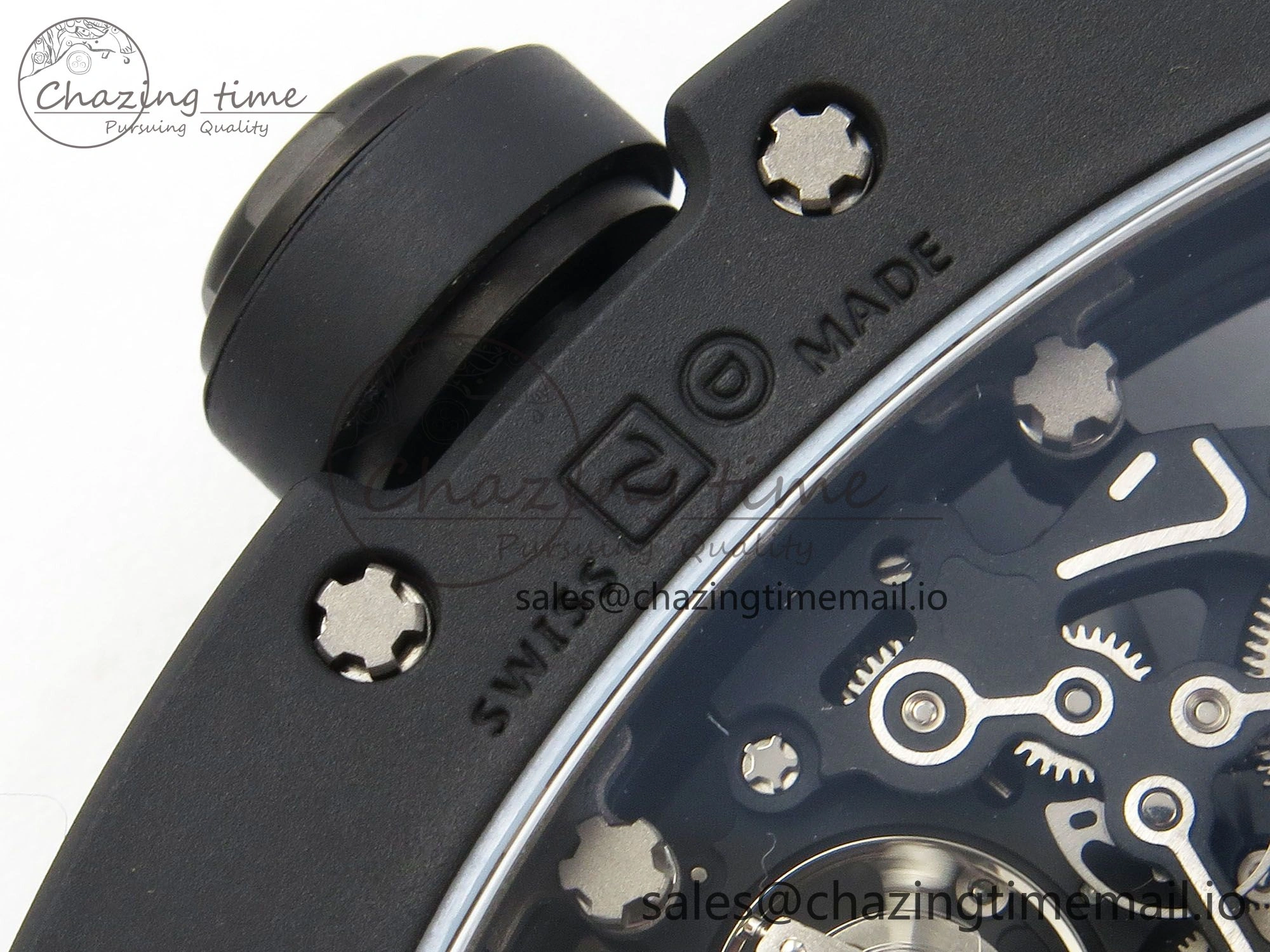 Custom RM055 Black Ceramic ZGF Best Edition Black Inner Bezel on Black Rubber Strap Vaucher Manufacture Fleurier Movement (Free Sprung)