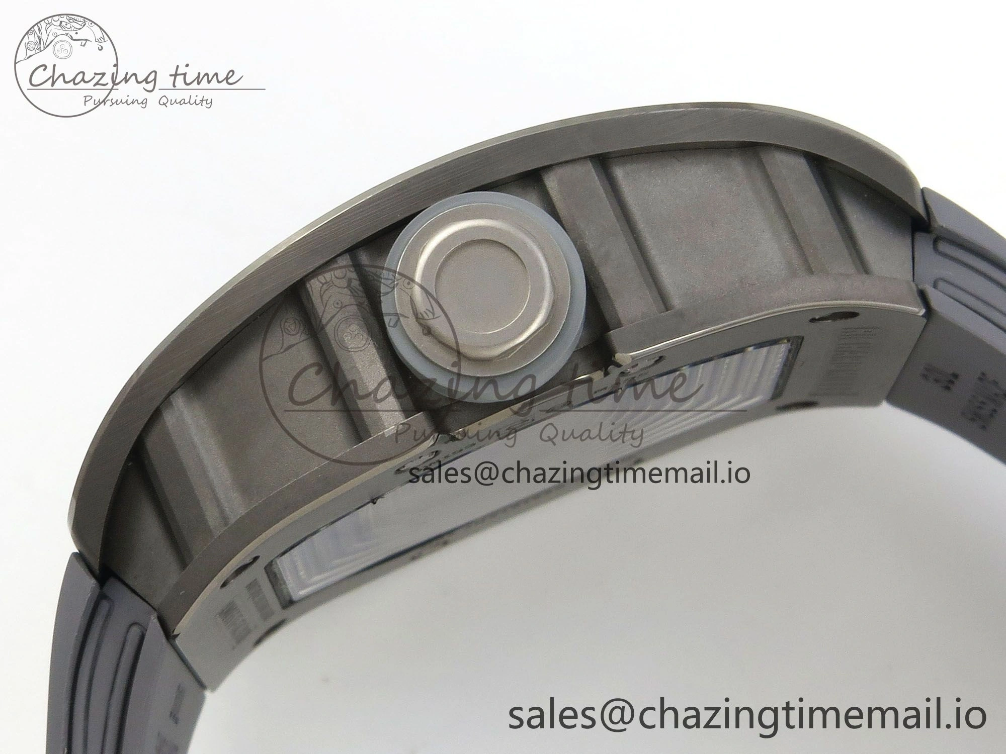 Custom RM055 Black Ceramic ZGF Best Edition Gray Inner Bezel on Gray Rubber Strap Vaucher Manufacture Fleurier Movement (Free Sprung)