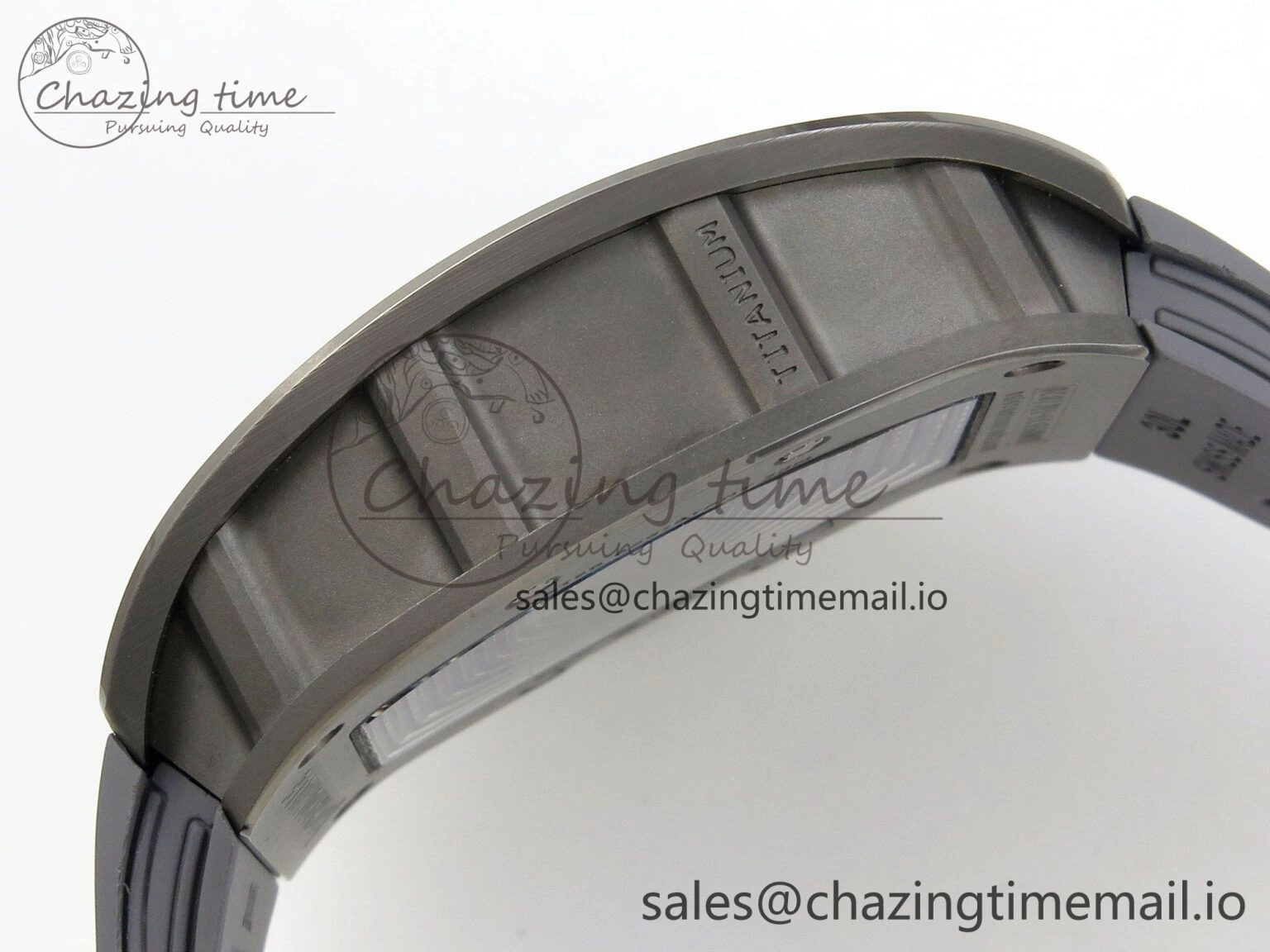 Custom RM055 Black Ceramic ZGF Best Edition Gray Inner Bezel on Gray Rubber Strap Vaucher Manufacture Fleurier Movement (Free Sprung)