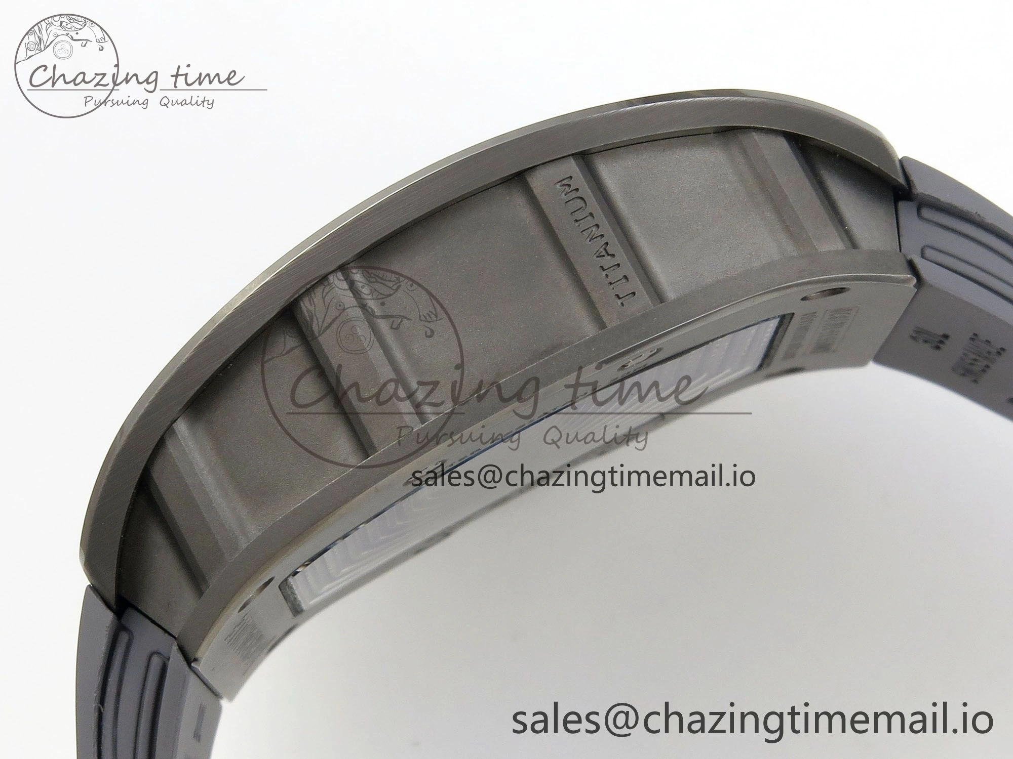 Custom RM055 Black Ceramic ZGF Best Edition Gray Inner Bezel on Gray Rubber Strap Vaucher Manufacture Fleurier Movement (Free Sprung)