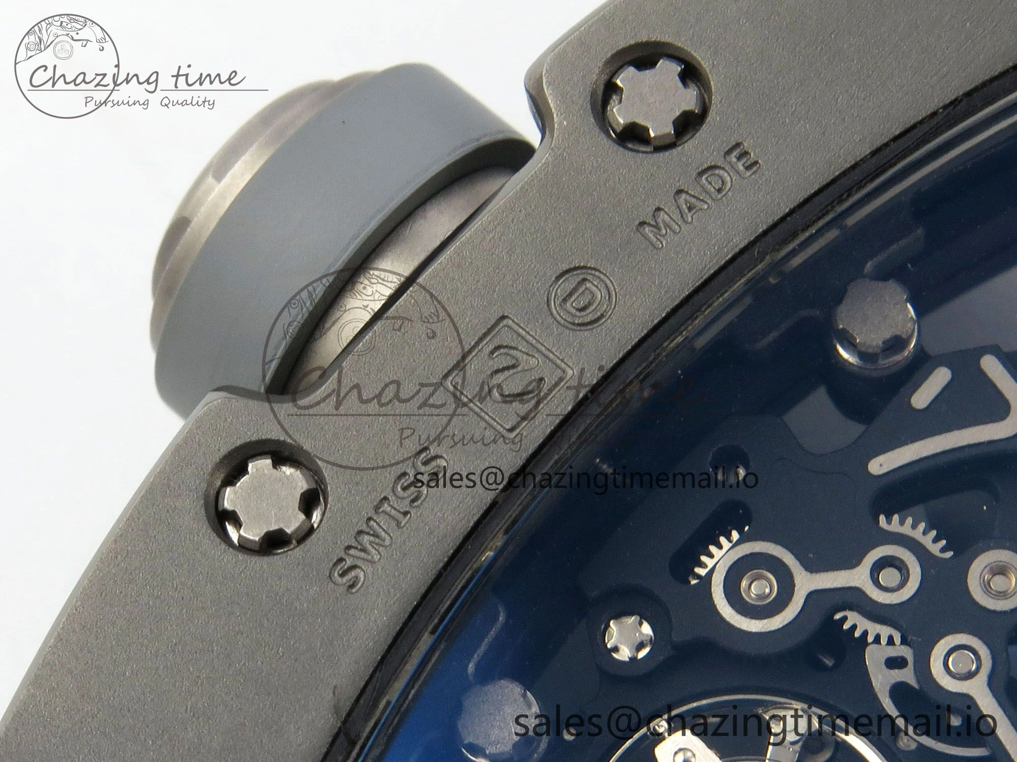 Custom RM055 Black Ceramic ZGF Best Edition Gray Inner Bezel on Gray Rubber Strap Vaucher Manufacture Fleurier Movement (Free Sprung)
