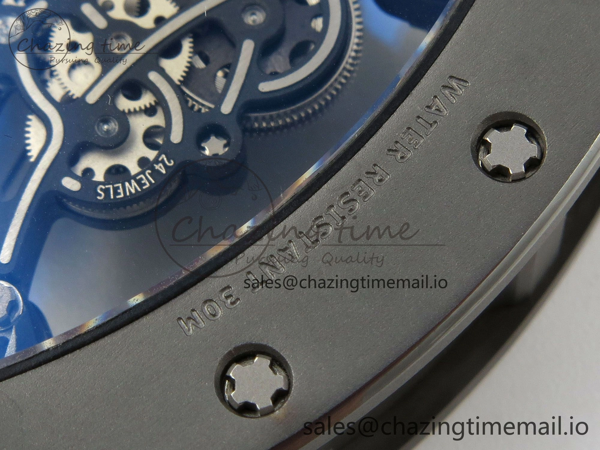 Custom RM055 Black Ceramic ZGF Best Edition Gray Inner Bezel on Gray Rubber Strap Vaucher Manufacture Fleurier Movement (Free Sprung)