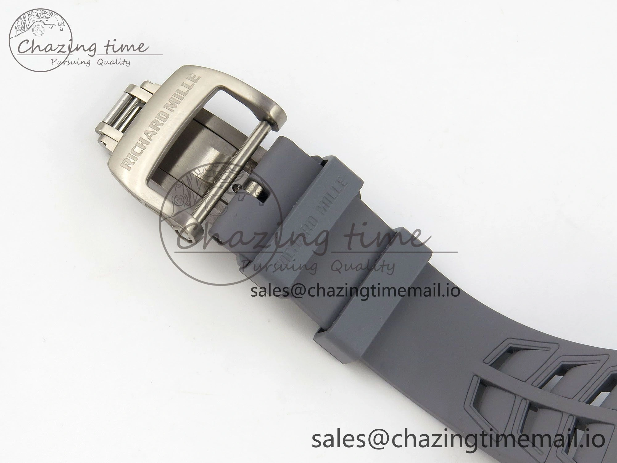Custom RM055 Black Ceramic ZGF Best Edition Gray Inner Bezel on Gray Rubber Strap Vaucher Manufacture Fleurier Movement (Free Sprung)