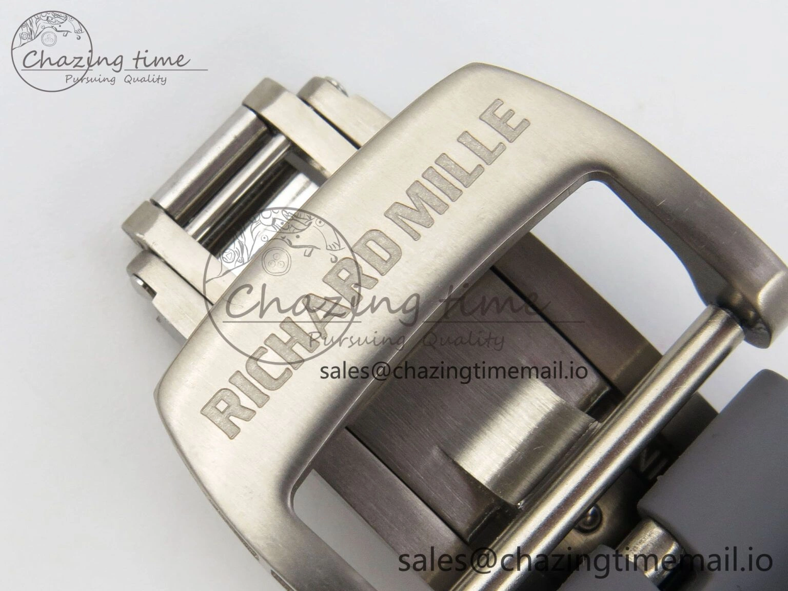Custom RM055 Black Ceramic ZGF Best Edition Gray Inner Bezel on Gray Rubber Strap Vaucher Manufacture Fleurier Movement (Free Sprung)