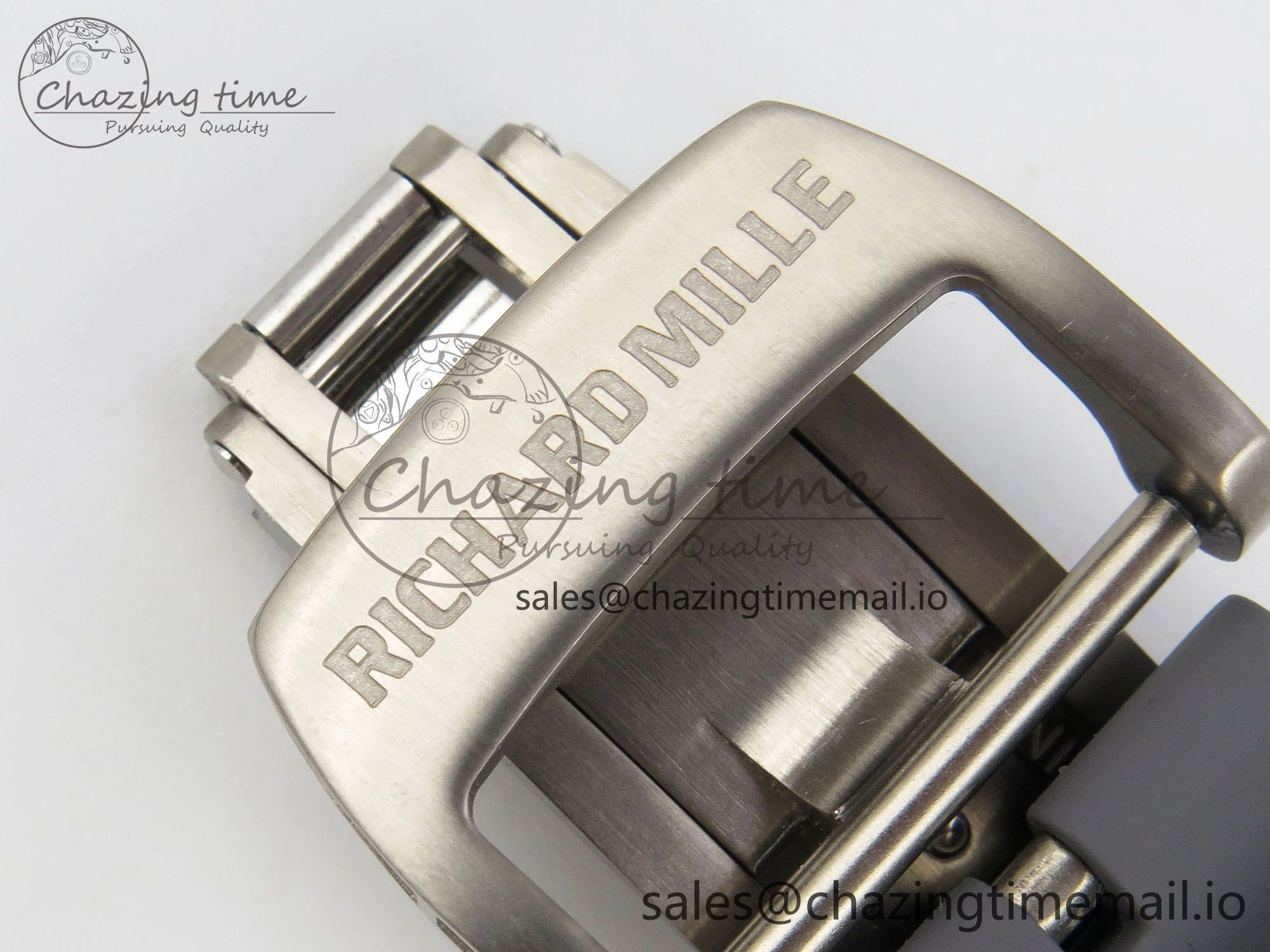 Custom RM055 Black Ceramic ZGF Best Edition Gray Inner Bezel on Gray Rubber Strap Vaucher Manufacture Fleurier Movement (Free Sprung)