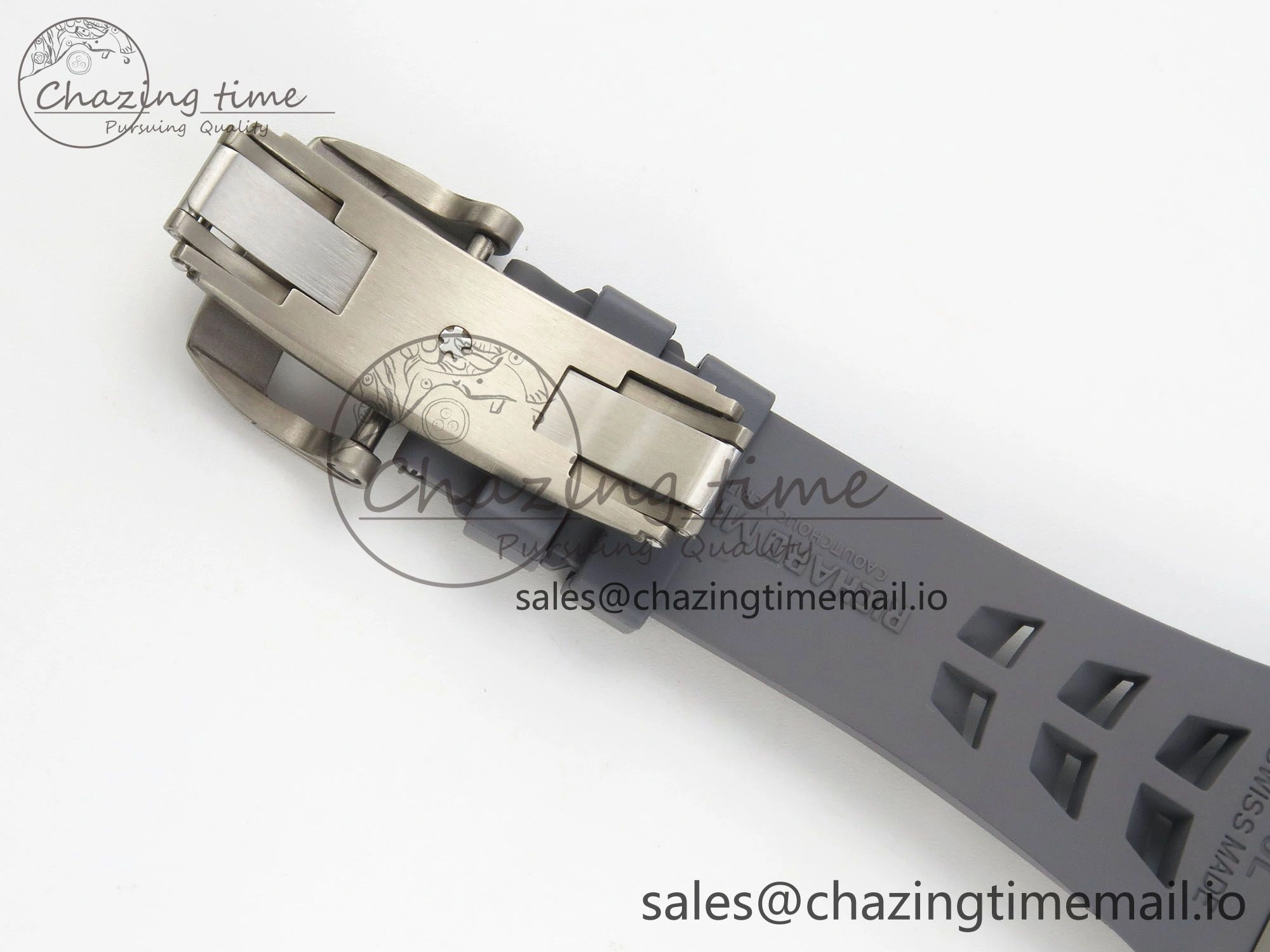 Custom RM055 Black Ceramic ZGF Best Edition Gray Inner Bezel on Gray Rubber Strap Vaucher Manufacture Fleurier Movement (Free Sprung)