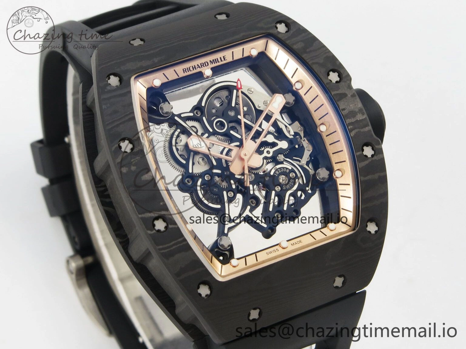 Custom RM055 Black Ceramic ZGF Best Edition RG Inner Bezel on Black Rubber Strap Vaucher Manufacture Fleurier Movement (Free Sprung)
