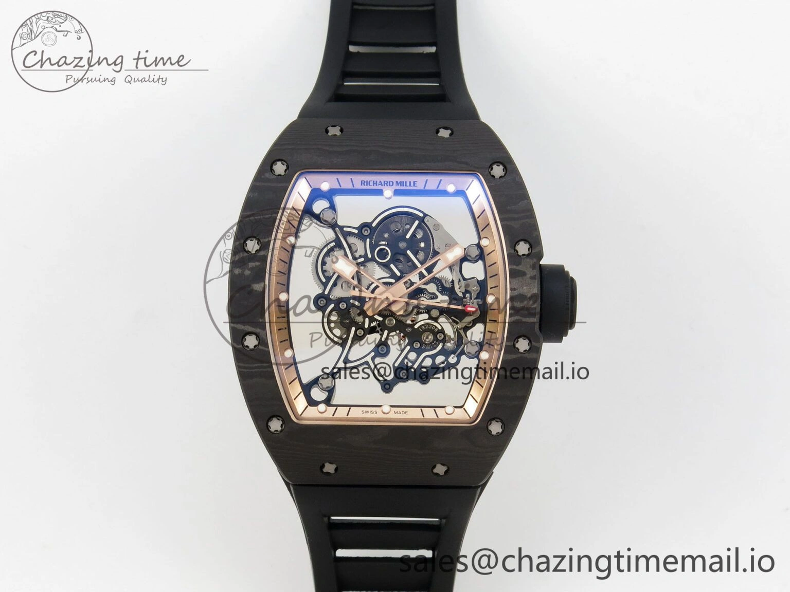 Custom RM055 Black Ceramic ZGF Best Edition RG Inner Bezel on Black Rubber Strap Vaucher Manufacture Fleurier Movement (Free Sprung)