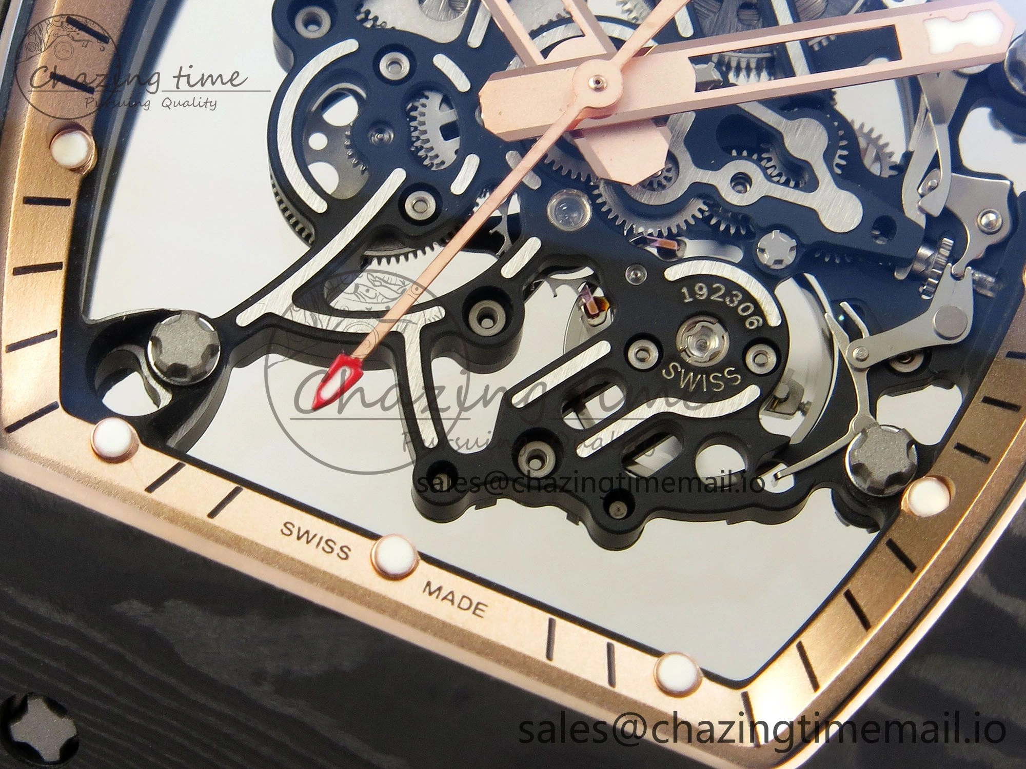 Custom RM055 Black Ceramic ZGF Best Edition RG Inner Bezel on Black Rubber Strap Vaucher Manufacture Fleurier Movement (Free Sprung)