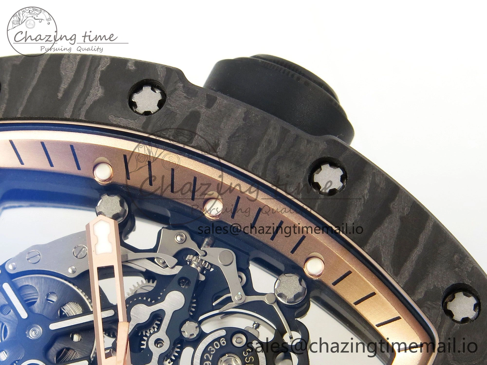 Custom RM055 Black Ceramic ZGF Best Edition RG Inner Bezel on Black Rubber Strap Vaucher Manufacture Fleurier Movement (Free Sprung)