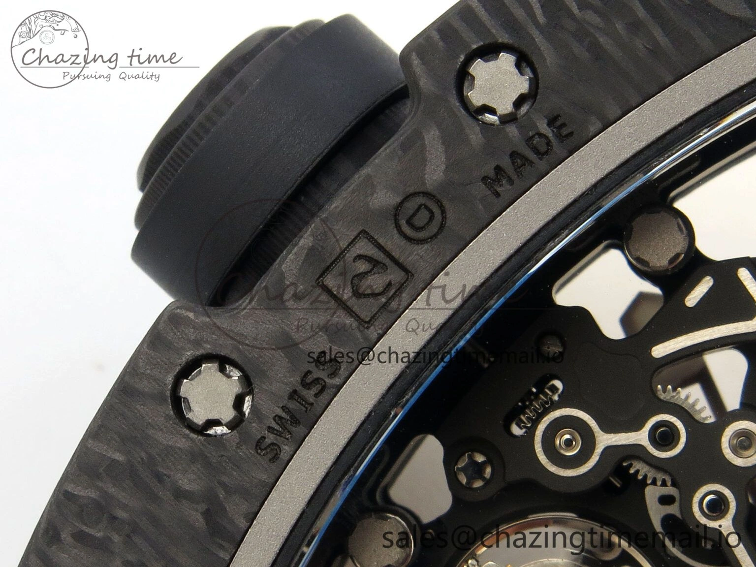 Custom RM055 Black Ceramic ZGF Best Edition RG Inner Bezel on Black Rubber Strap Vaucher Manufacture Fleurier Movement (Free Sprung)