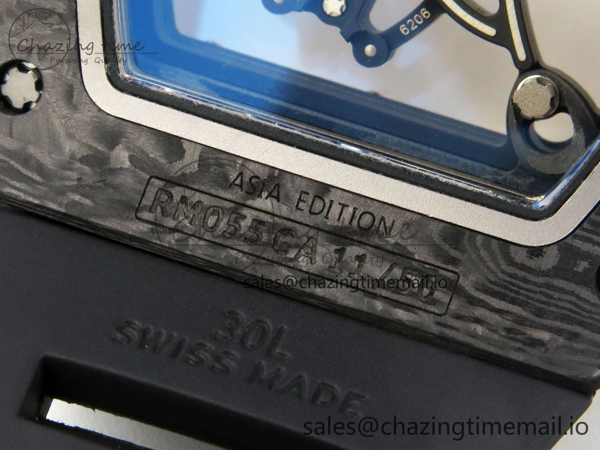 Custom RM055 Black Ceramic ZGF Best Edition RG Inner Bezel on Black Rubber Strap Vaucher Manufacture Fleurier Movement (Free Sprung)