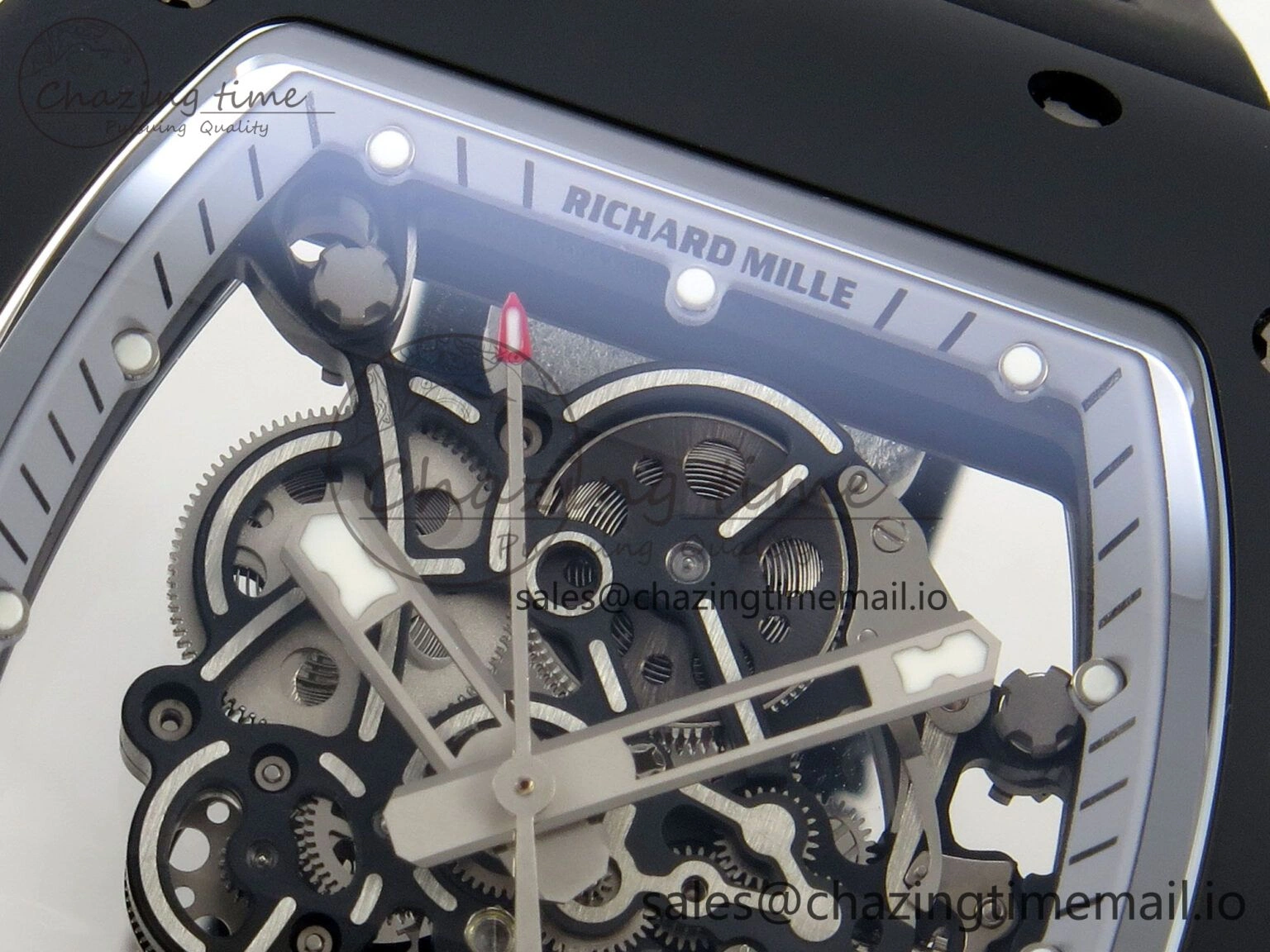 Custom RM055 Black Ceramic ZGF Best Edition Silver Inner Bezel on Black Rubber Strap Vaucher Manufacture Fleurier Movement (Free Sprung)