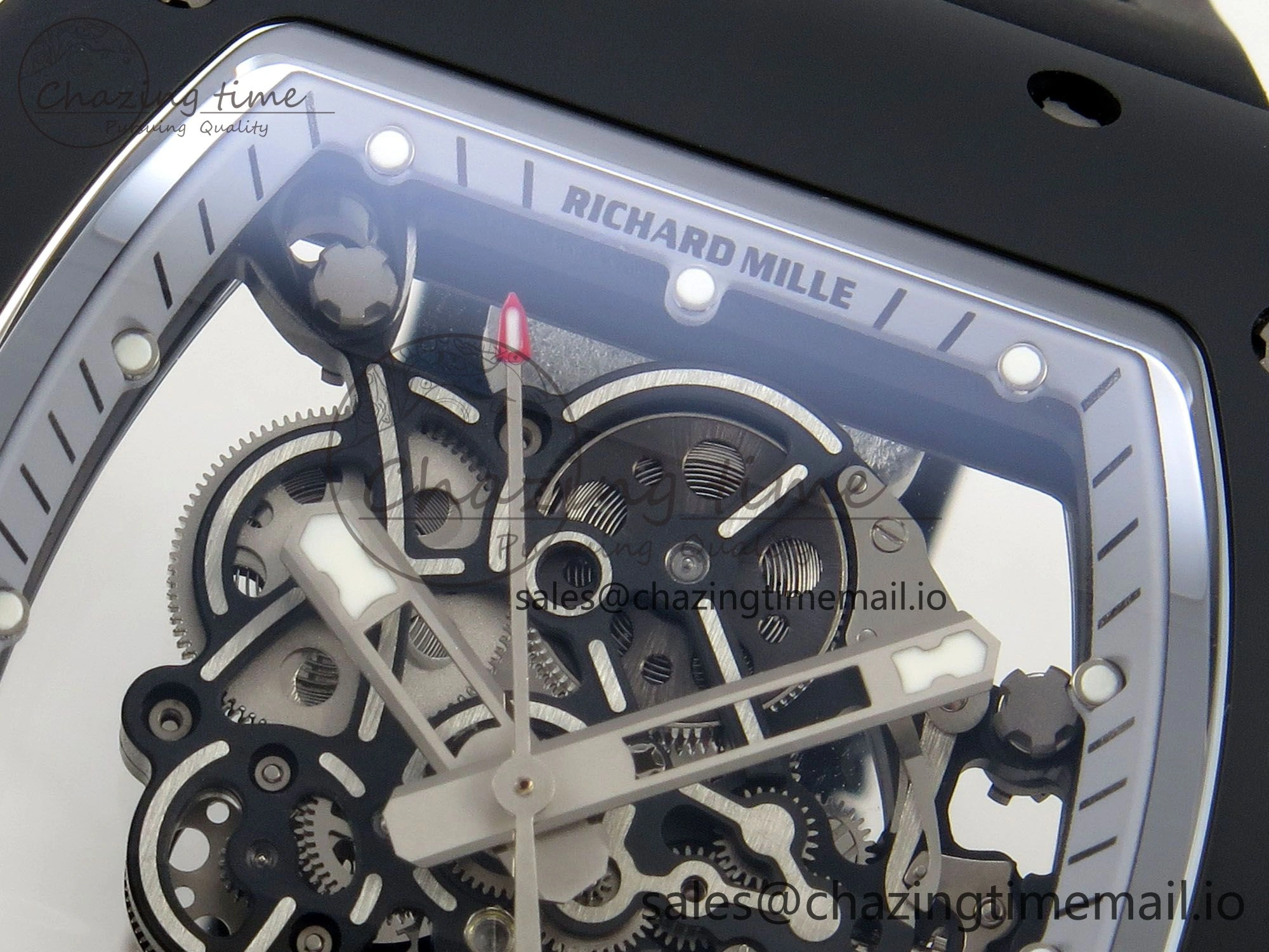 Custom RM055 Black Ceramic ZGF Best Edition Silver Inner Bezel on Black Rubber Strap Vaucher Manufacture Fleurier Movement (Free Sprung)