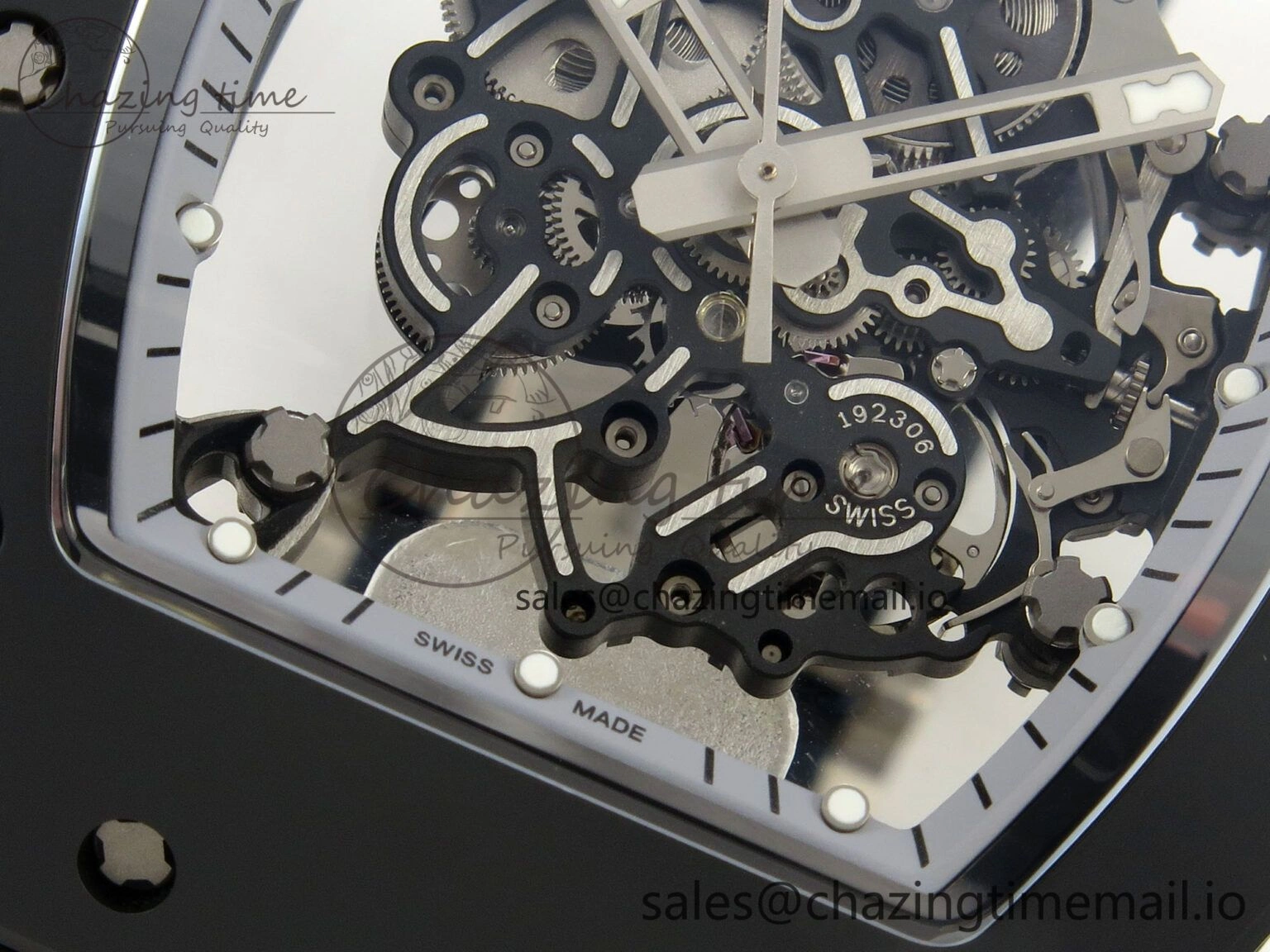 Custom RM055 Black Ceramic ZGF Best Edition Silver Inner Bezel on Black Rubber Strap Vaucher Manufacture Fleurier Movement (Free Sprung)