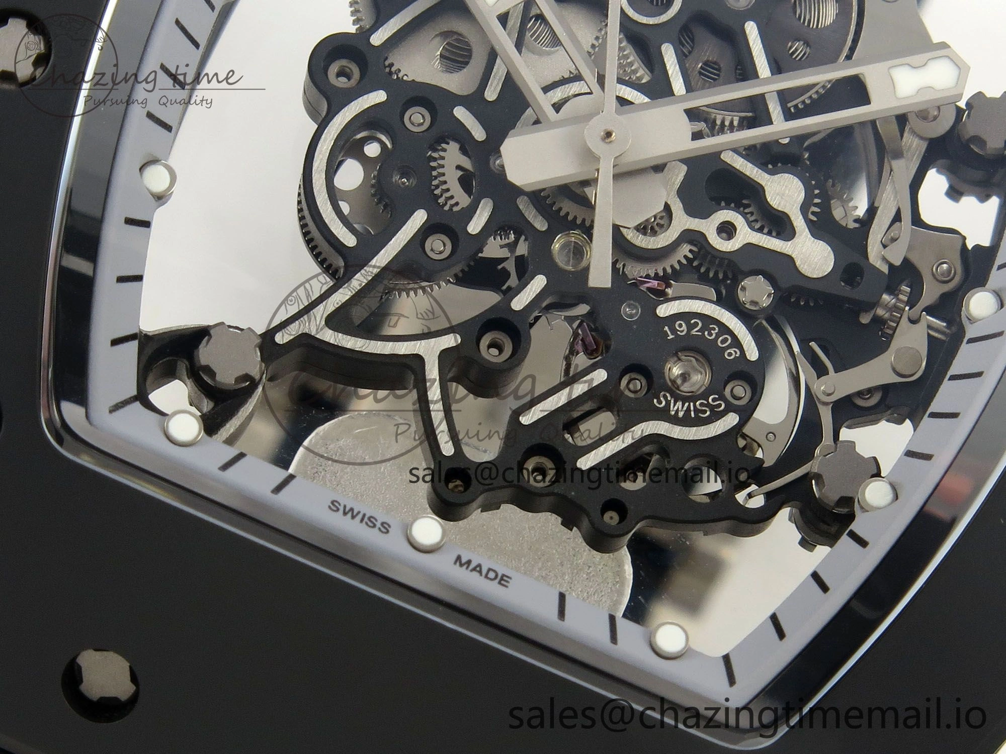 Custom RM055 Black Ceramic ZGF Best Edition Silver Inner Bezel on Black Rubber Strap Vaucher Manufacture Fleurier Movement (Free Sprung)