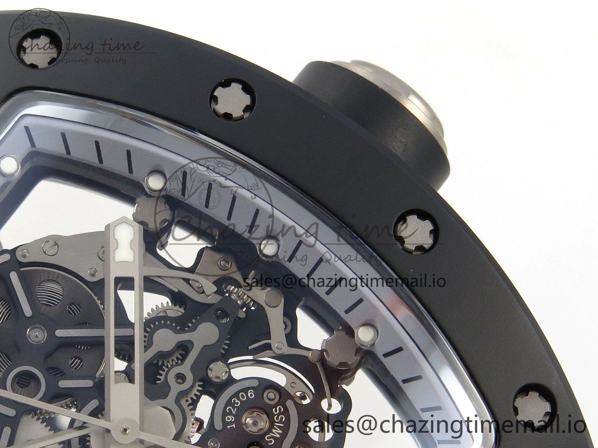 Custom RM055 Black Ceramic ZGF Best Edition Silver Inner Bezel on Black Rubber Strap Vaucher Manufacture Fleurier Movement (Free Sprung)