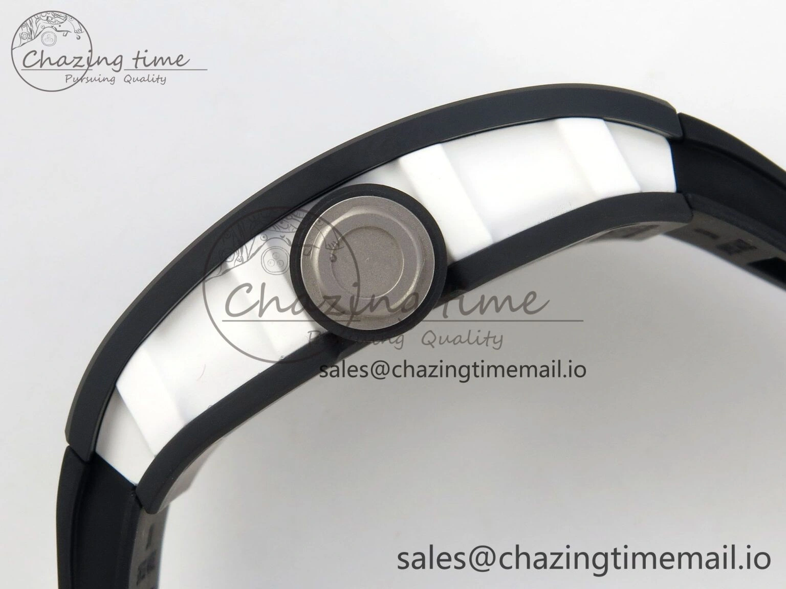 Custom RM055 Black Ceramic ZGF Best Edition Silver Inner Bezel on Black Rubber Strap Vaucher Manufacture Fleurier Movement (Free Sprung)