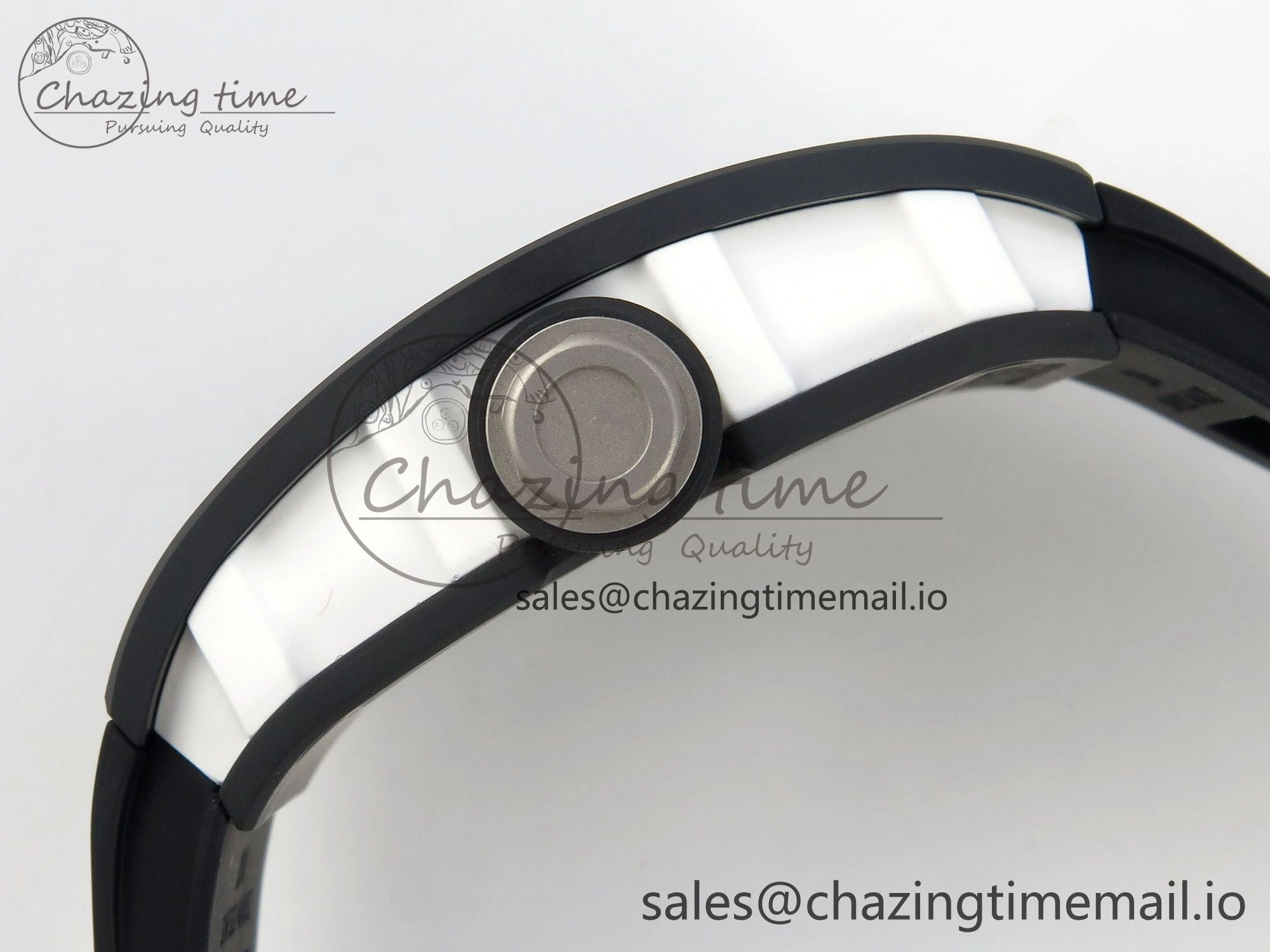 Custom RM055 Black Ceramic ZGF Best Edition Silver Inner Bezel on Black Rubber Strap Vaucher Manufacture Fleurier Movement (Free Sprung)