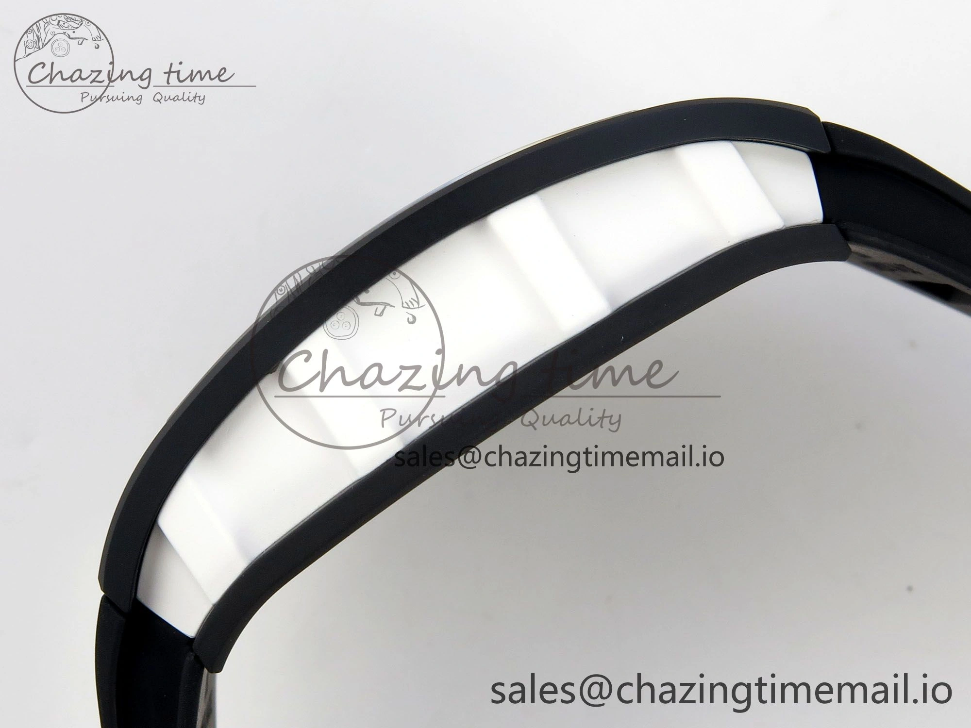 Custom RM055 Black Ceramic ZGF Best Edition Silver Inner Bezel on Black Rubber Strap Vaucher Manufacture Fleurier Movement (Free Sprung)