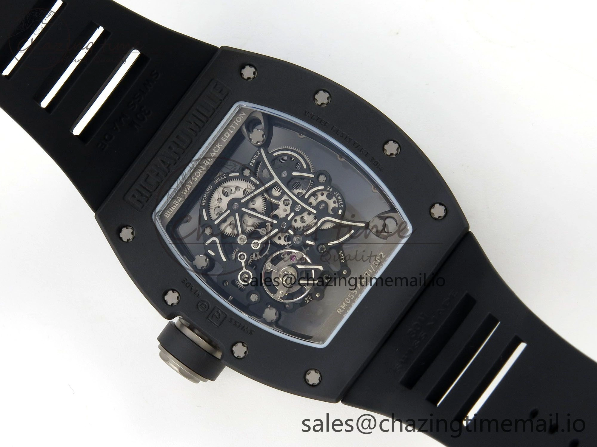 Custom RM055 Black Ceramic ZGF Best Edition Silver Inner Bezel on Black Rubber Strap Vaucher Manufacture Fleurier Movement (Free Sprung)