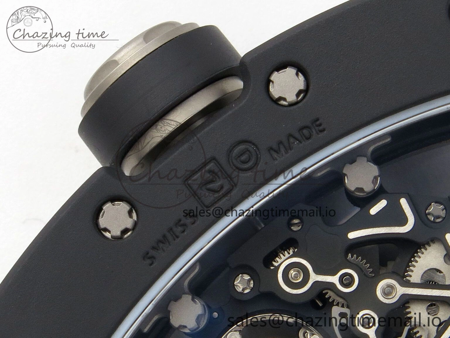 Custom RM055 Black Ceramic ZGF Best Edition Silver Inner Bezel on Black Rubber Strap Vaucher Manufacture Fleurier Movement (Free Sprung)