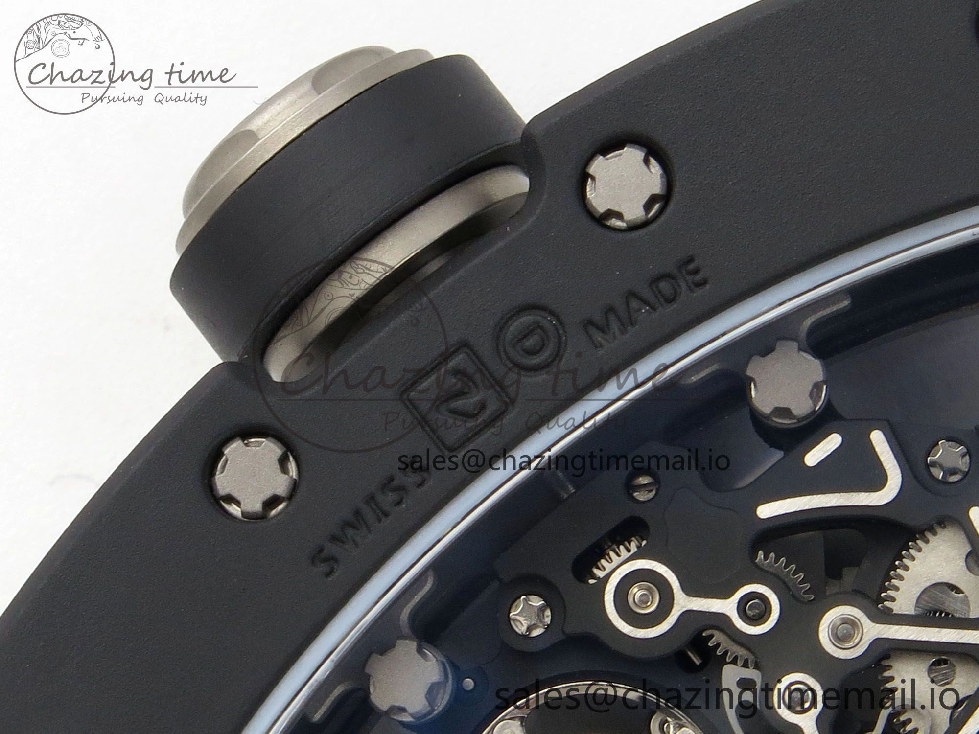 Custom RM055 Black Ceramic ZGF Best Edition Silver Inner Bezel on Black Rubber Strap Vaucher Manufacture Fleurier Movement (Free Sprung)