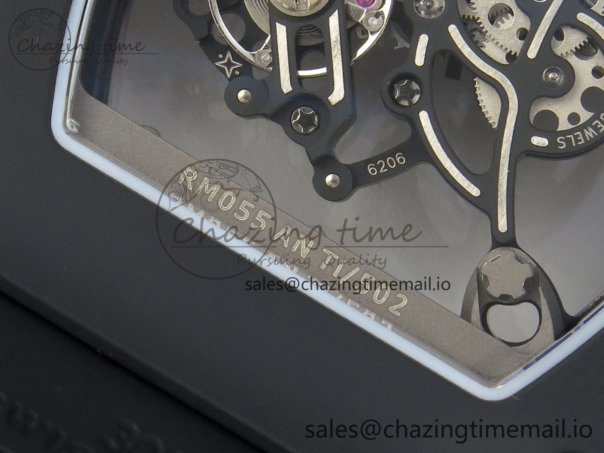 Custom RM055 Black Ceramic ZGF Best Edition Silver Inner Bezel on Black Rubber Strap Vaucher Manufacture Fleurier Movement (Free Sprung)