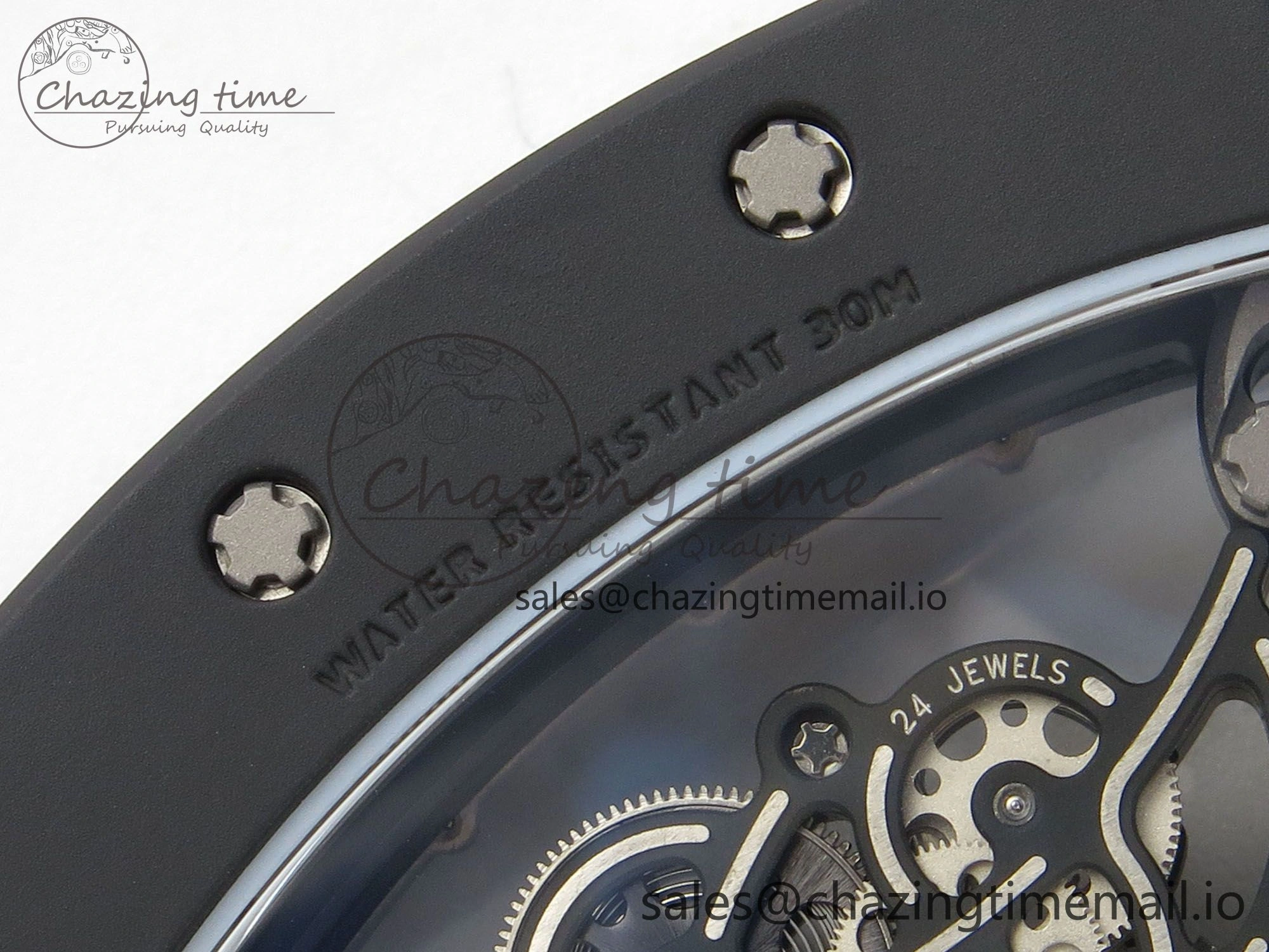 Custom RM055 Black Ceramic ZGF Best Edition Silver Inner Bezel on Black Rubber Strap Vaucher Manufacture Fleurier Movement (Free Sprung)
