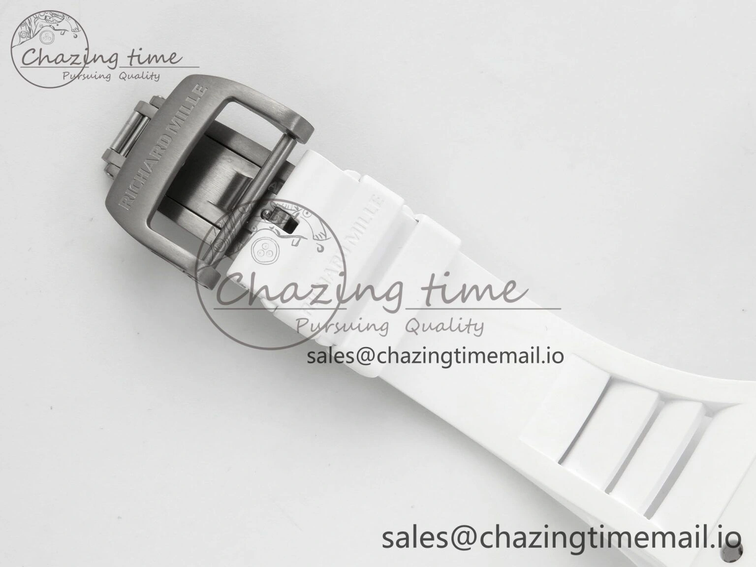 Custom RM055 Black Ceramic ZGF Best Edition White Inner Bezel on White Rubber Strap Vaucher Manufacture Fleurier Movement (Free Sprung)