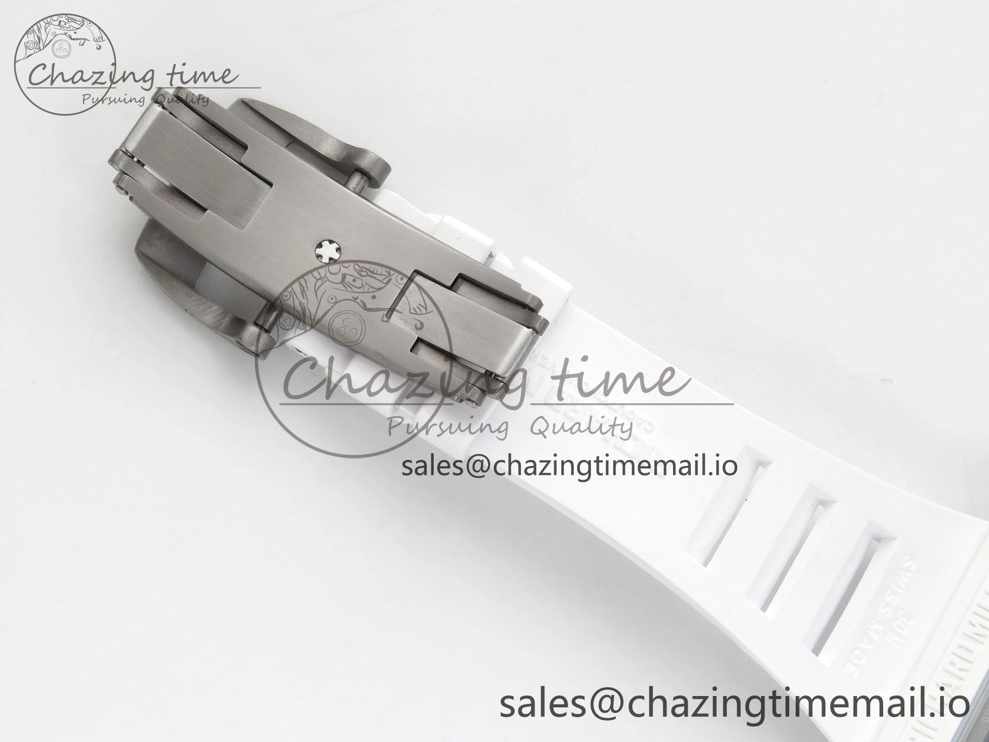 Custom RM055 Black Ceramic ZGF Best Edition White Inner Bezel on White Rubber Strap Vaucher Manufacture Fleurier Movement (Free Sprung)