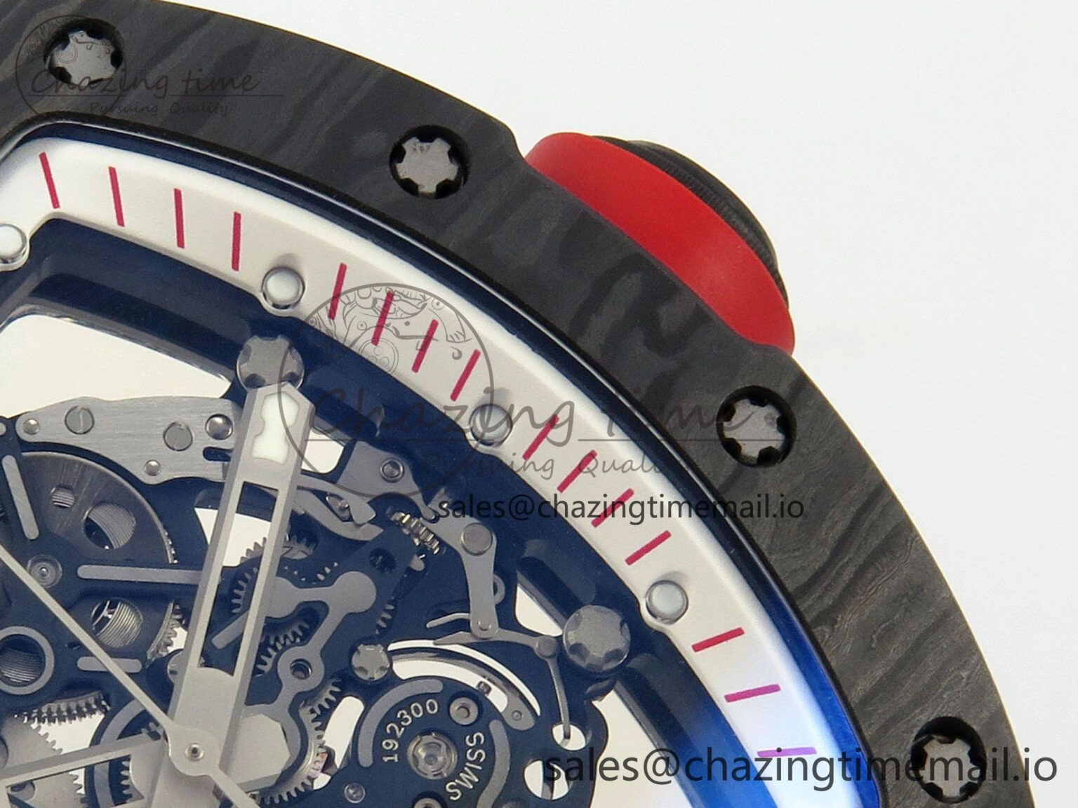 Custom RM055 Black Ceramic ZGF Best Edition White Inner Bezel on White Rubber Strap Vaucher Manufacture Fleurier Movement (Free Sprung)