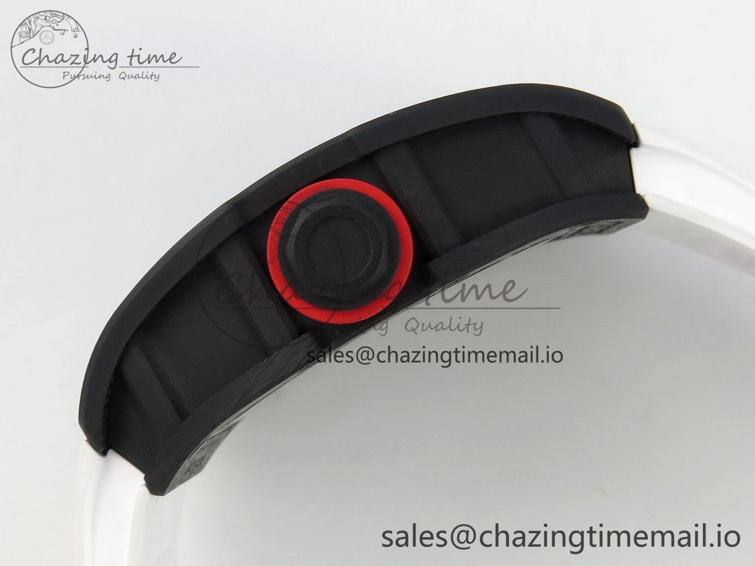 Custom RM055 Black Ceramic ZGF Best Edition White Inner Bezel on White Rubber Strap Vaucher Manufacture Fleurier Movement (Free Sprung)