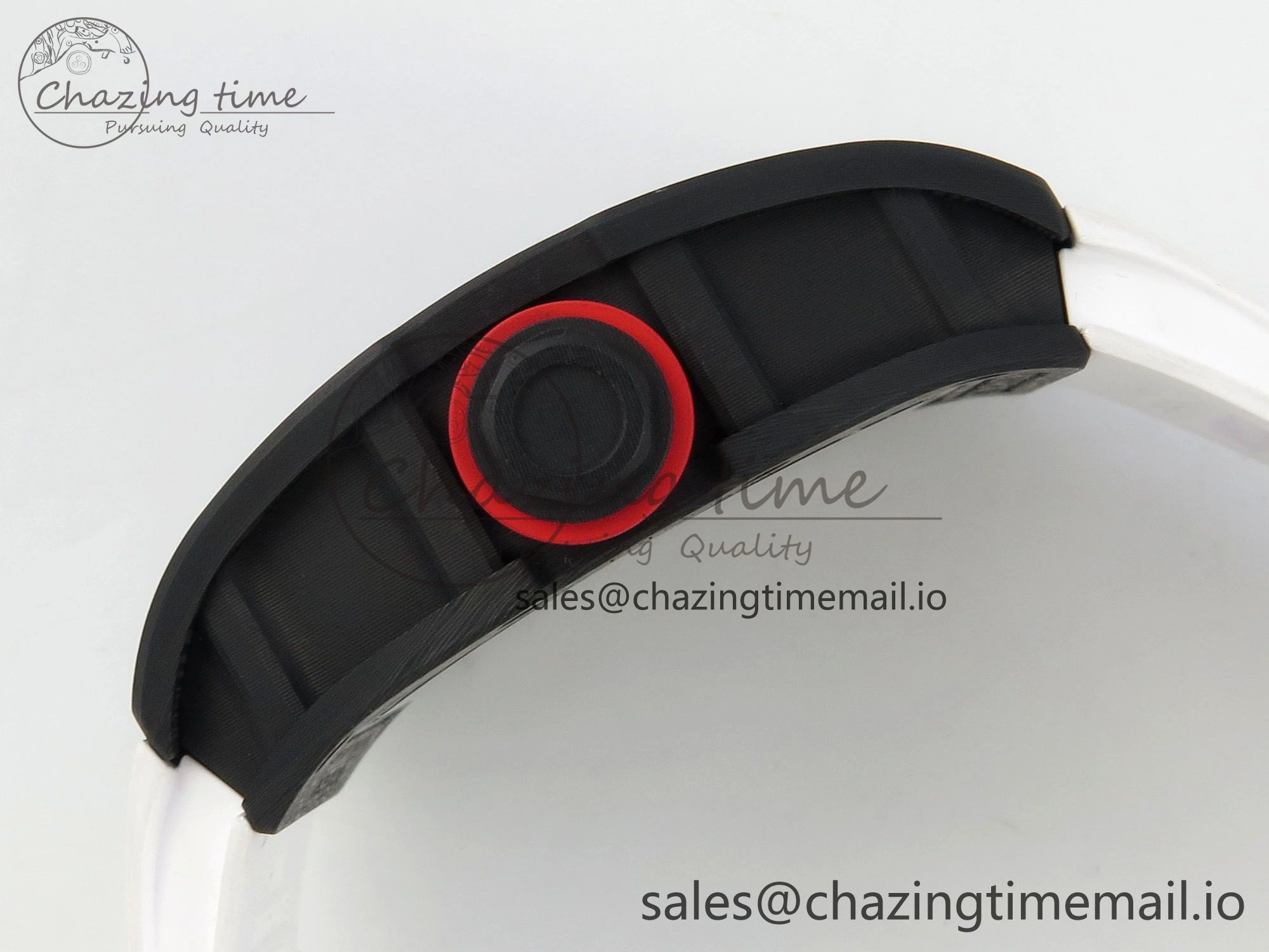 Custom RM055 Black Ceramic ZGF Best Edition White Inner Bezel on White Rubber Strap Vaucher Manufacture Fleurier Movement (Free Sprung)
