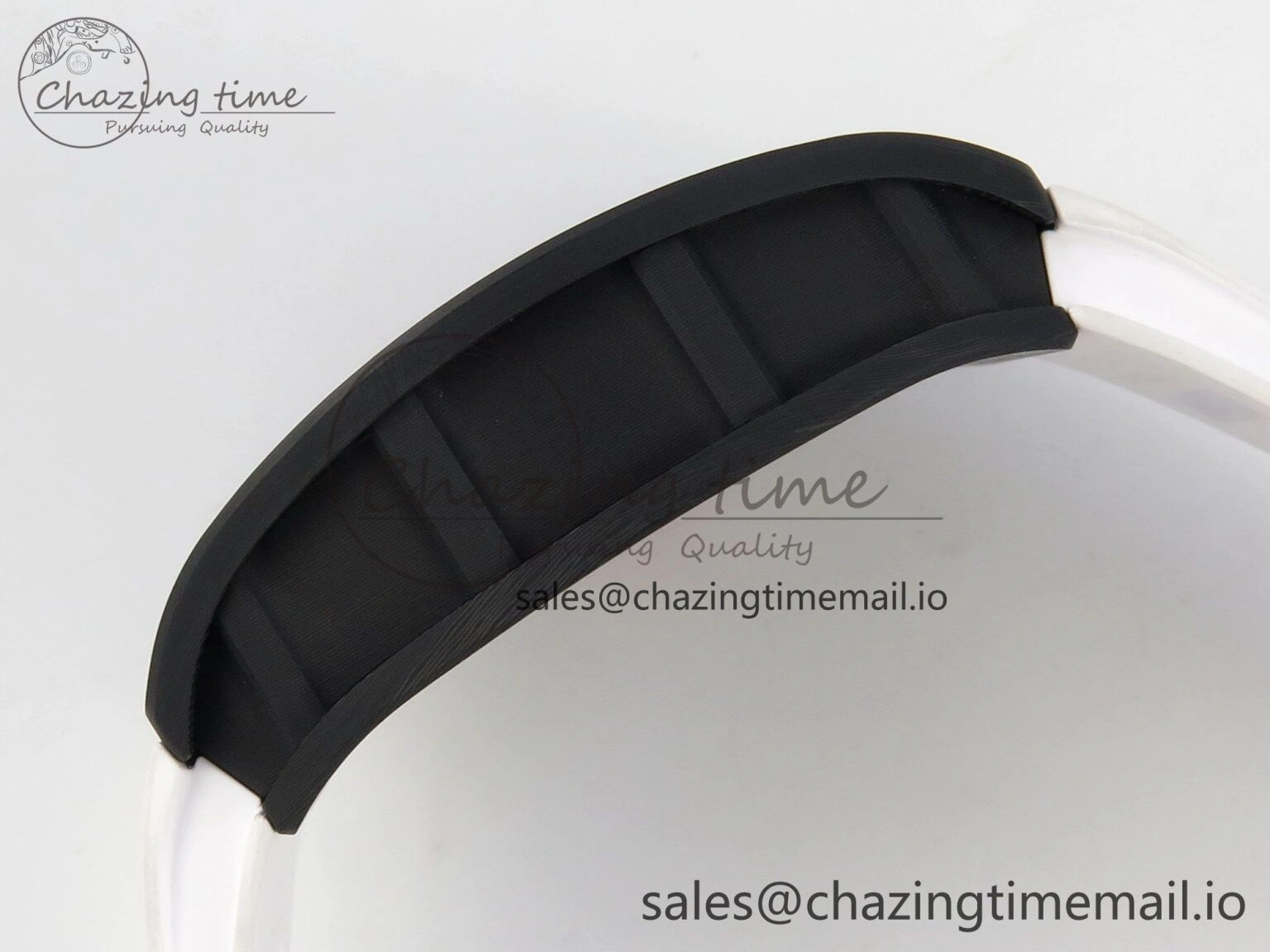 Custom RM055 Black Ceramic ZGF Best Edition White Inner Bezel on White Rubber Strap Vaucher Manufacture Fleurier Movement (Free Sprung)