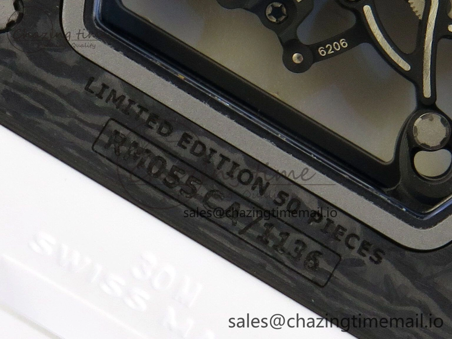 Custom RM055 Black Ceramic ZGF Best Edition White Inner Bezel on White Rubber Strap Vaucher Manufacture Fleurier Movement (Free Sprung)