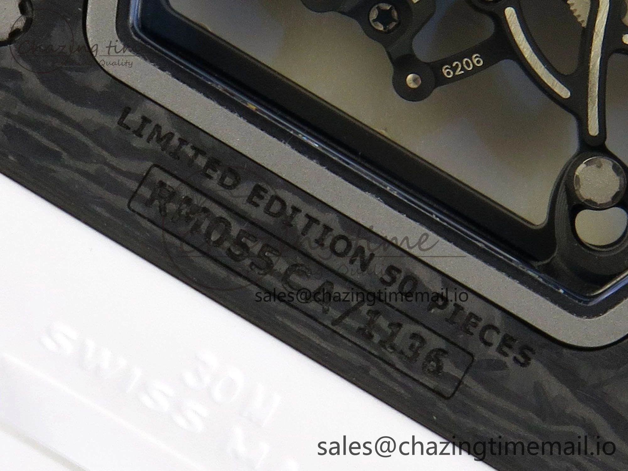 Custom RM055 Black Ceramic ZGF Best Edition White Inner Bezel on White Rubber Strap Vaucher Manufacture Fleurier Movement (Free Sprung)