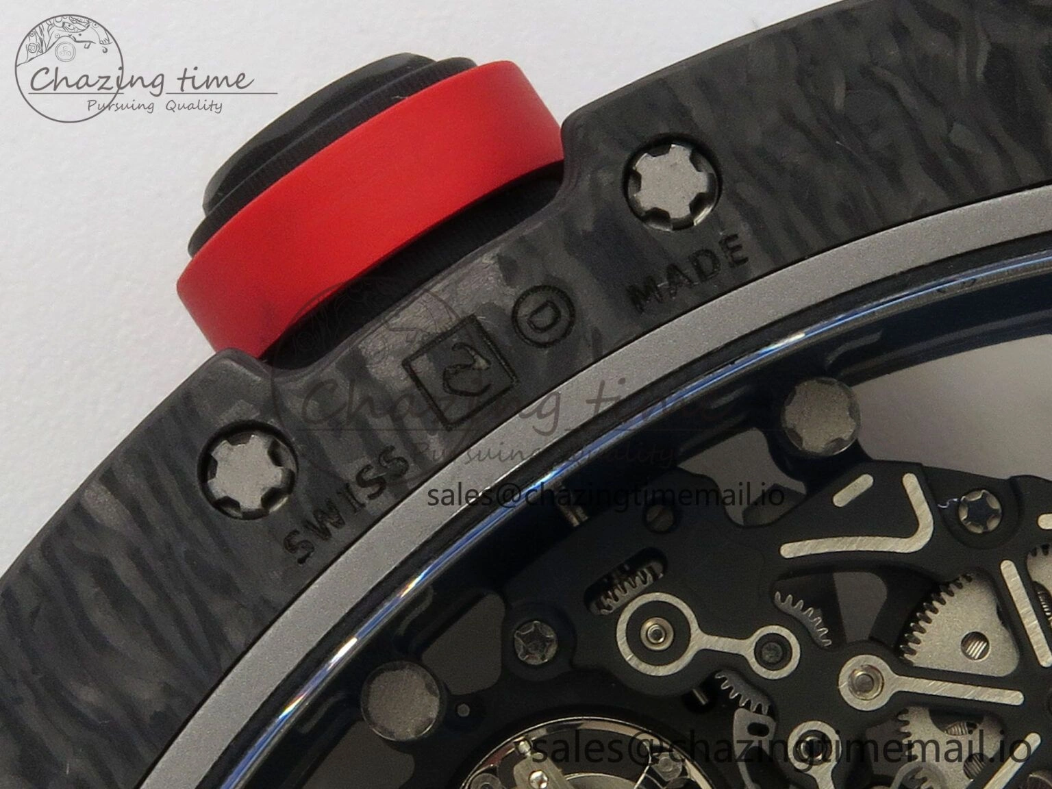 Custom RM055 Black Ceramic ZGF Best Edition White Inner Bezel on White Rubber Strap Vaucher Manufacture Fleurier Movement (Free Sprung)