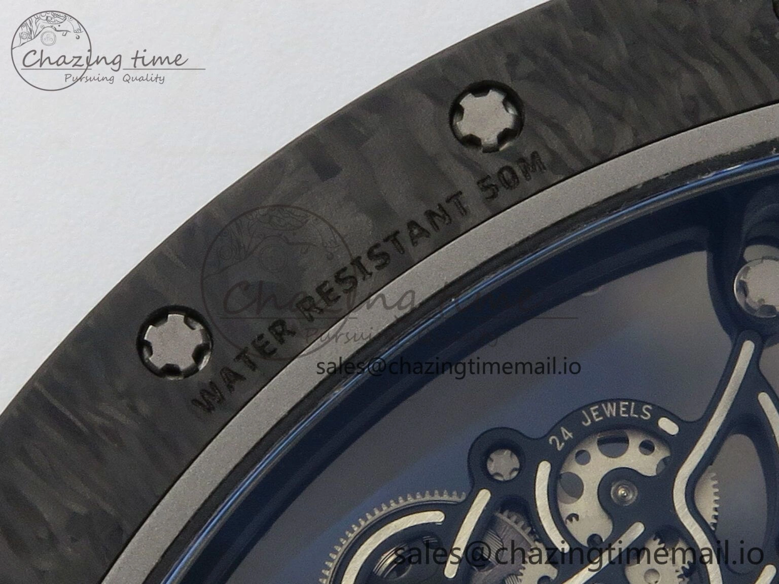 Custom RM055 Black Ceramic ZGF Best Edition White Inner Bezel on White Rubber Strap Vaucher Manufacture Fleurier Movement (Free Sprung)