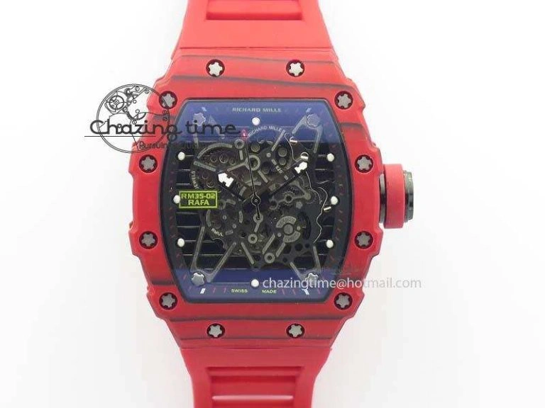 Custom RM055 Black Ceramic ZGF Best Edition White Inner Bezel on White Rubber Strap Vaucher Manufacture Fleurier Movement (Free Sprung)