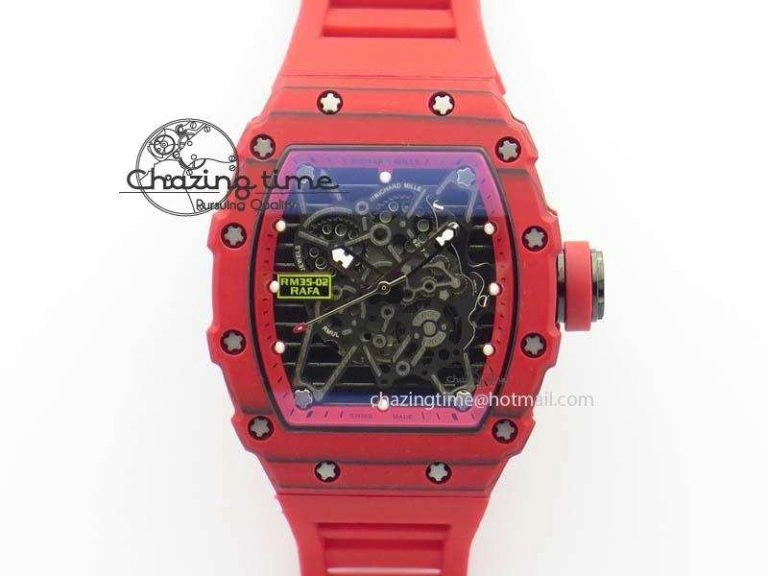 Custom RM055 Black Ceramic ZGF Best Edition White Inner Bezel on White Rubber Strap Vaucher Manufacture Fleurier Movement (Free Sprung)