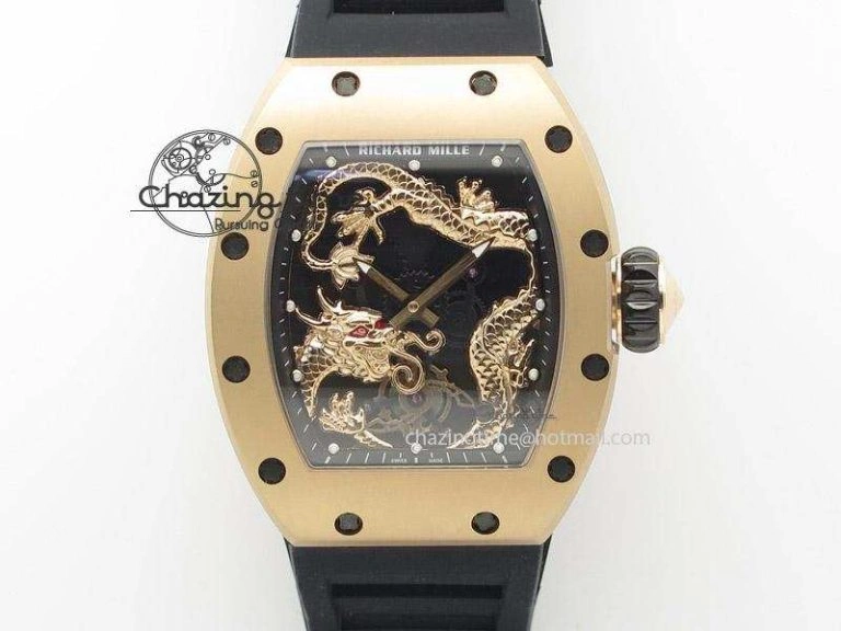 Custom RM055 Black Ceramic ZGF Best Edition White Inner Bezel on White Rubber Strap Vaucher Manufacture Fleurier Movement (Free Sprung)