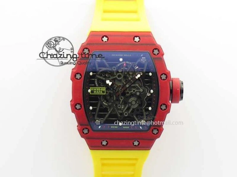Custom RM055 Black Ceramic ZGF Best Edition White Inner Bezel on White Rubber Strap Vaucher Manufacture Fleurier Movement (Free Sprung)