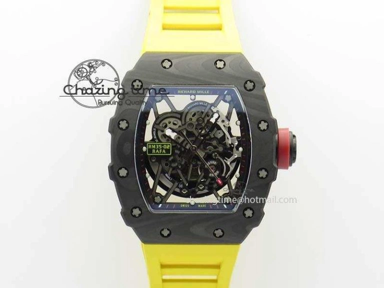 Custom RM055 Black Ceramic ZGF Best Edition White Inner Bezel on White Rubber Strap Vaucher Manufacture Fleurier Movement (Free Sprung)